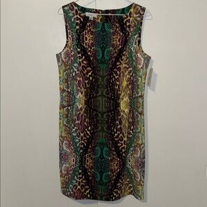 Kim Rogers Sleeveless Snake Print Dress Women’s Size 14 Green Snakeskin Print